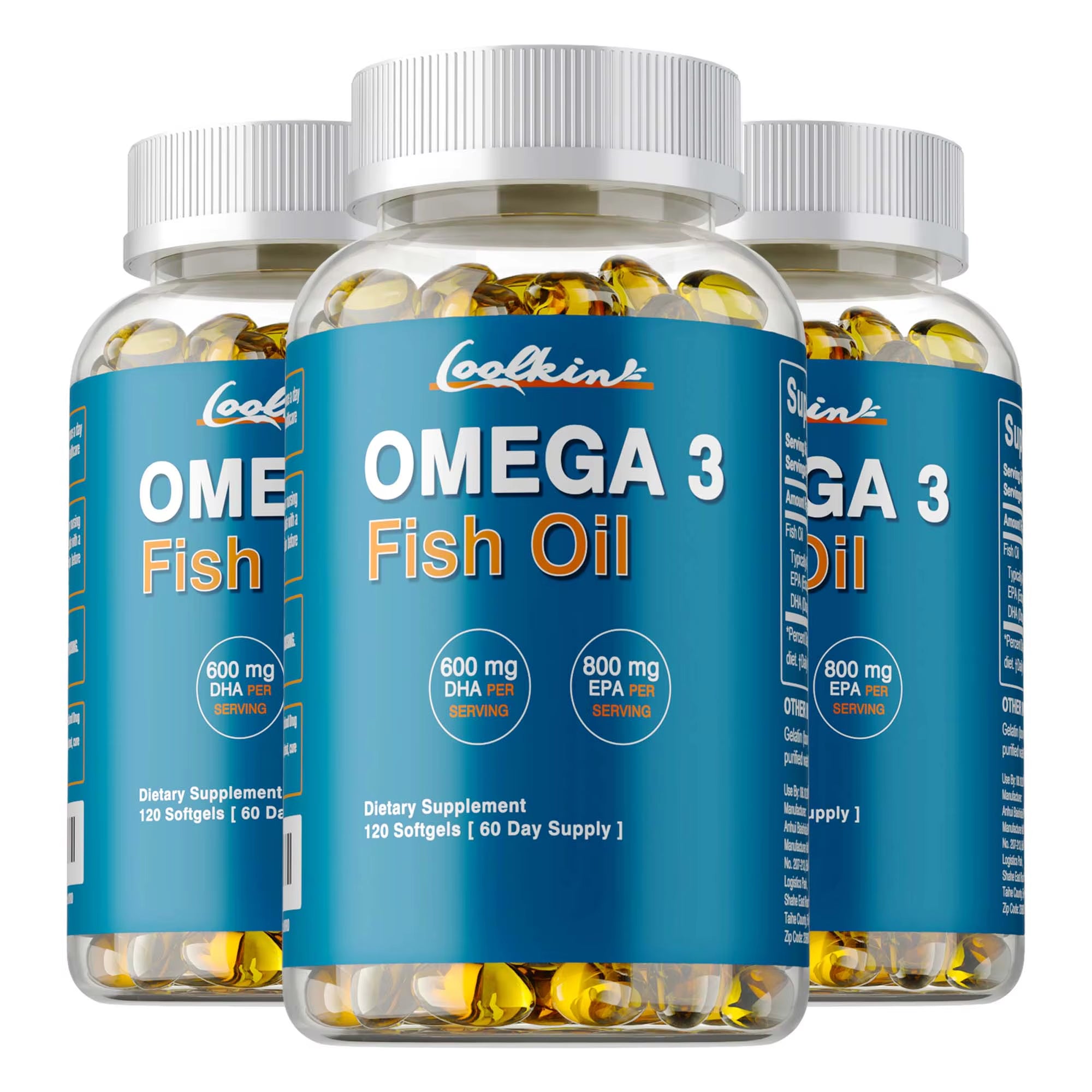 Omega 3 Fish Oil - with DHA & EPA - Supports Brain, Nervous System, Cardiovascular, Skin Health, Antioxidant - 120 Capsules