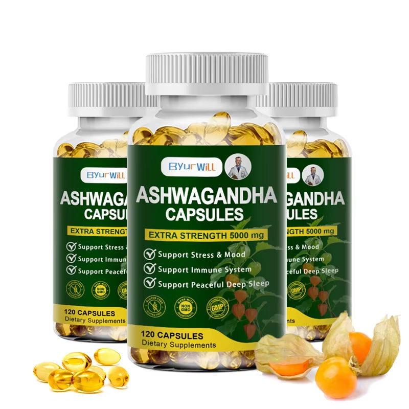 Organic Vegan Ashwagandha Root Capsules, Gluten-Free, Kosher, Non-Gmo, Supports Stress Relief, Energy, Deep Sleep, Adjust Mood