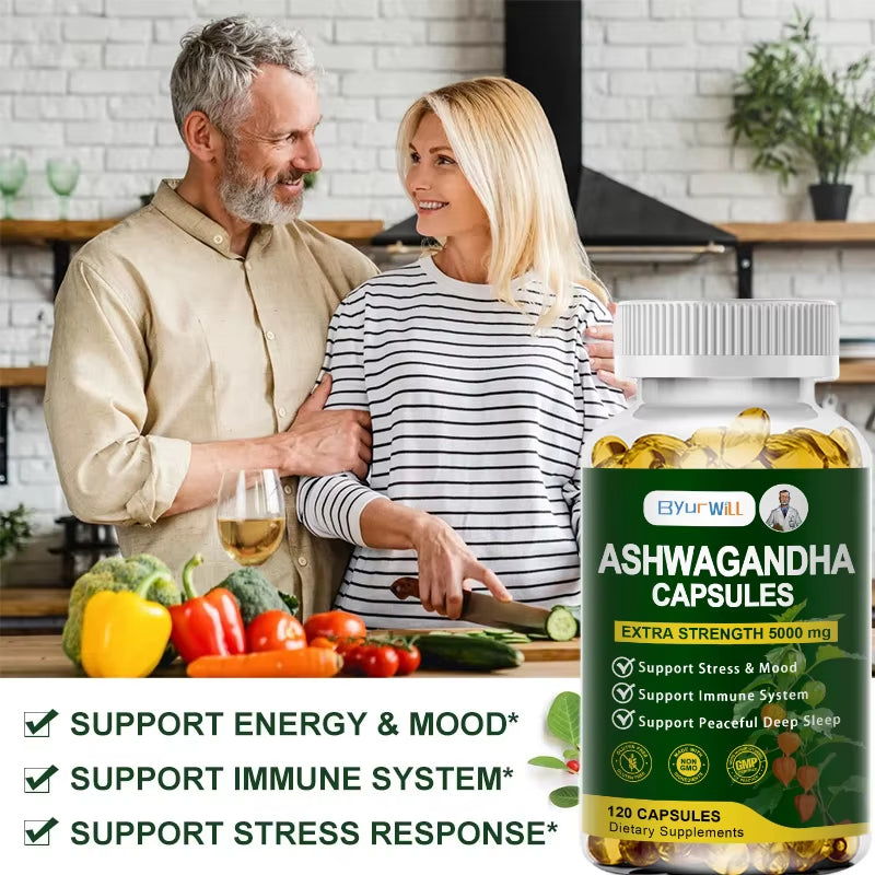 Organic Vegan Ashwagandha Root Capsules, Gluten-Free, Kosher, Non-Gmo, Supports Stress Relief, Energy, Deep Sleep, Adjust Mood